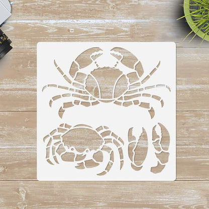 Crab Claws Wall Stencil for Painting 11.8" x 11.8" Reusable - style: Crab