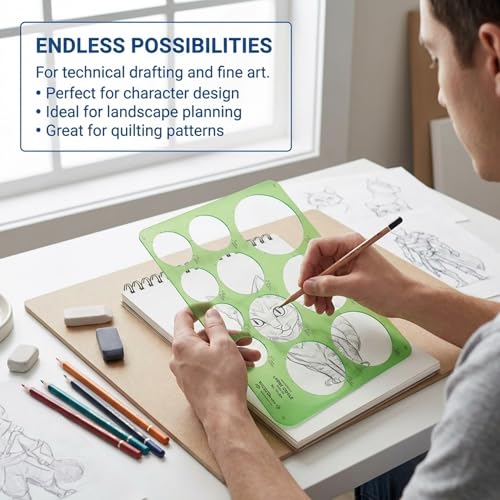 ALVIN, TD1201, Large Circles Guide Template, Drawing and Drafting Tool for Artists, Architects, Design and Drafting, 1.5" to 3.5" Scale - style: Large Circle Template