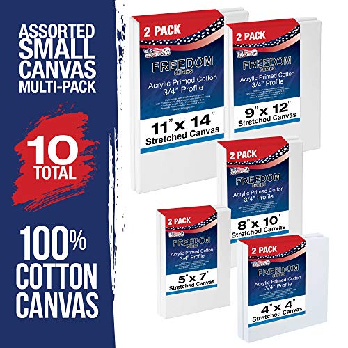 U.S. Art Supply Professional Quality Stretched Canvas, Multipack of 10 - size: Small