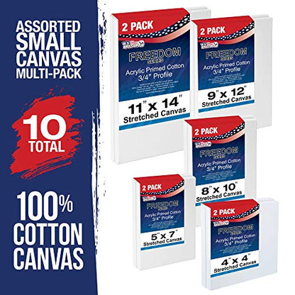 U.S. Art Supply Professional Quality Stretched Canvas, Multipack of 10 - size: Small