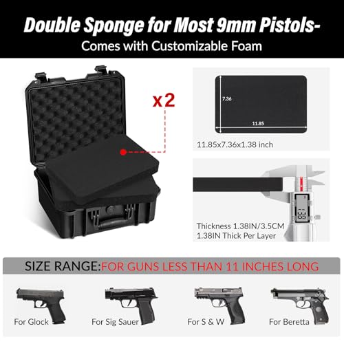 SEKKVY Gun Case for Handguns, Pistol Case Hard Shell - color: 1-Pistol Case,Black