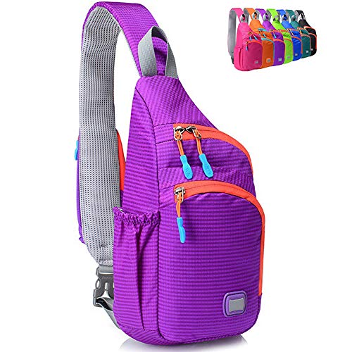 Peicees Small Sling Backpack Waterproof Unisex Shoulder Bag Chest Crossbody Daypack - color: Purple, size: Medium