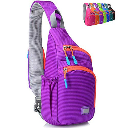 Peicees Small Sling Backpack Waterproof Unisex Shoulder Bag Chest Crossbody Daypack - color: Purple, size: Medium