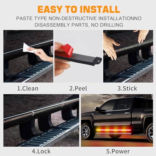 XRIDONSEN 70 inch Running Board Strobe Lights Amber Red Emergency Lights - color: Amber/Red