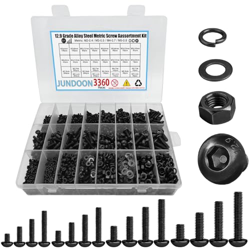 12.9 Grade Alloy Steel M2 M3 M4 M5 Hex Button Head Screw Kit - color: 3360 M2/M3/M4/M4 Button