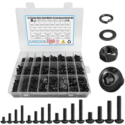 12.9 Grade Alloy Steel M2 M3 M4 M5 Hex Button Head Screw Kit - color: 3360 M2/M3/M4/M4 Button