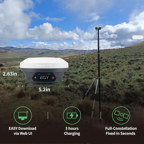 E1 Pro GNSS RTK Surveying Equipment, Over 20 Hours Endurance RTK GNSS with IMU Base & Rover, GPS RTK with Larger HD Screen and Larger Handheld Collector, 1cm Accuracy, 15km UHF Range, 60° Tilt Survey