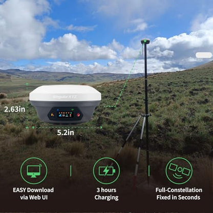 E1 Pro GNSS RTK Surveying Equipment, Over 20 Hours Endurance RTK GNSS with IMU Base & Rover, GPS RTK with Larger HD Screen and Larger Handheld Collector, 1cm Accuracy, 15km UHF Range, 60° Tilt Survey