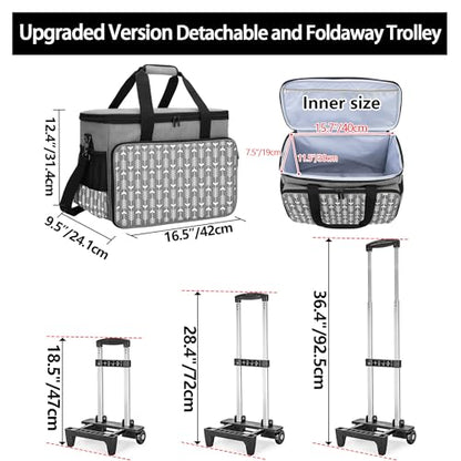 Yarwo Upgraded Rolling Craft Bag with Detachable Trolley and Multi-Pockets - color: Gray with Arrow