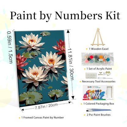 YOYA Framed Paint by Numbers Kit for Adults - Lotus Flower Paint by Number - color: Lotus 032