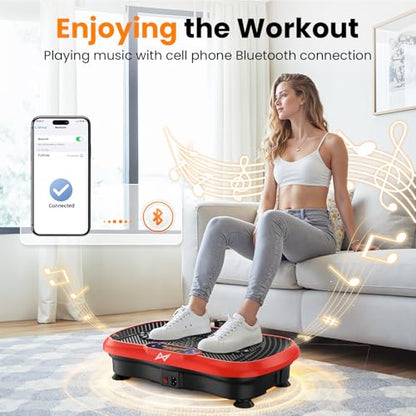 AXV Vibration Plate Exercise Machine Fitness Platform Body Vibrating Board - color: BT.PRO.RED