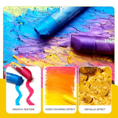 Artecho Metallic Oil Pastels Set of 12 Colors (10 x 70 mm)