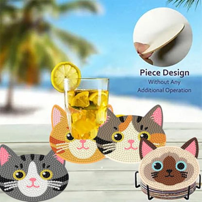 8 Pack Diamond Art Coasters Kits for Adults,Cat Diamond Painting Coasters - color: Cat Coasters-1