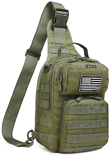 Tactical Sling Backpack with Holster Military Crossbody Bag for Men Single Shoulder Back Pack 10L - color: Green