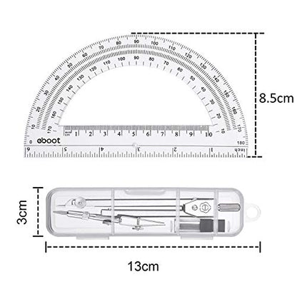 EBOOT Drawing Compass and 6 in Protractor Geometry Set, Clear - color: Clear