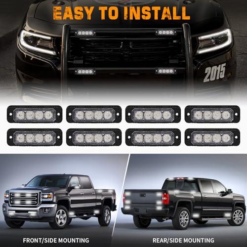 XRIDONSEN 8PCS Sync Grill Emergency Lights 32 LED White Strobe Lights - color: White