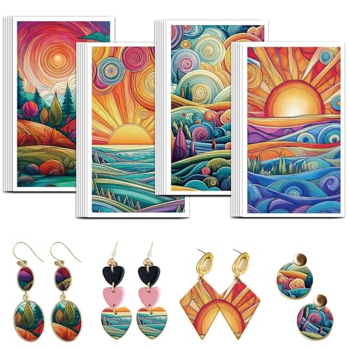 OLYCRAFT 24Pcs 4 Styles Sunrise Sunset Clay Transfer Paper for Polymer - color: Sunrise Sunset
