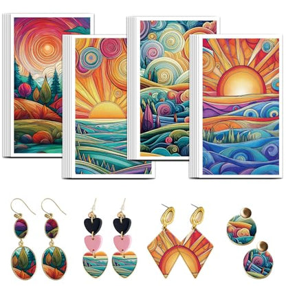 OLYCRAFT 24Pcs 4 Styles Sunrise Sunset Clay Transfer Paper for Polymer - color: Sunrise Sunset