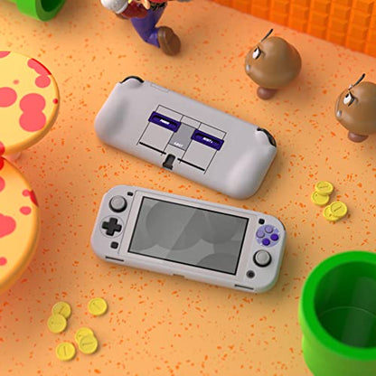 PlayVital ZealProtect Protective Case for Nintendo Switch Lite, Hard Shell Ergonomic Grip Cover for Nintendo Switch Lite w/Screen Protector & Thumb Grip Caps & Button Caps - Classics SNES Style - color: Classics SNES Style