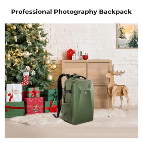 K&F CONCEPT Camera Backpack,Hardshell Photography DSLR Camera Bag - color: Green