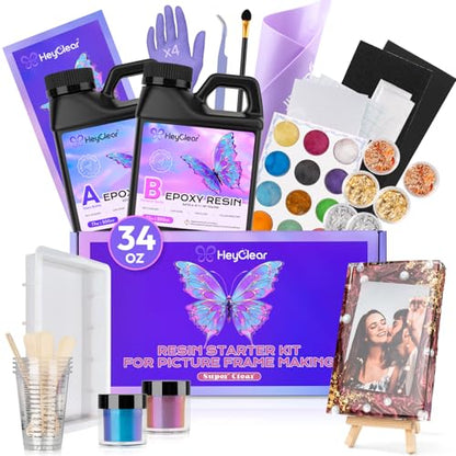 HeyClear 34oz Epoxy Resin Picture Frame Silicone Mold Kit -DIY Photo Gifts - size: 34 oz Frame Kit
