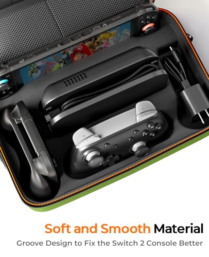 COOWPS for Nintendo Switch 2 Case, 4Pcs Thumb Grips, Protection Travel Case - color: Green