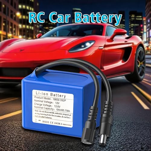 2 Pack 12V 6000mAh Rechargeable Lithium Ion Battery Kit with One 2A Charger – Power Supply for LED Lights, Security Cameras, Drones, RC Models, DIY Projects, DC5521 Output - size: 2 PACK
