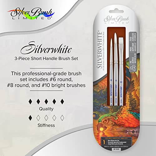 Silver Brush Limited Silverwhite Basic Watercolor Paintbrush Set, 3pc - style: 3 Pc, Basic Watercolor Set