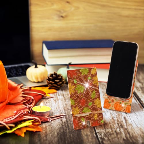 Saillong 6 Pcs Fall Pumpkins Diamond Art Painting Phone Stand Holder - style: Fall