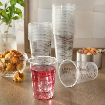 50PCS Resin Epoxy Mixing Cups, DQELFA 8oz Clear Plastic Paint Measuring Cups with 50pcs Wooden Stirring Sticks for Epoxy Resins, Mixing Paint, Pigments, Resins
