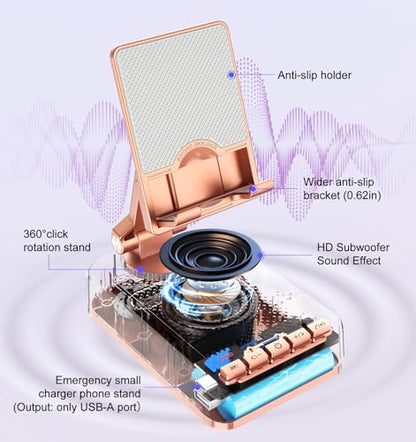 Gifts for Women Girls, Bluetooth Speaker Phone Stand with Charging Function - color: Rose Gold