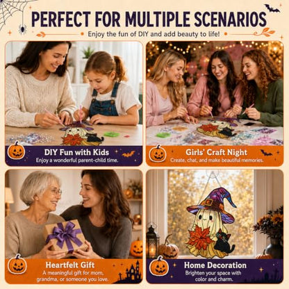 Ghost Hanging Diamond Art Kits for Adults, Diamond Painting Suncatchers - color: Fall Ghost