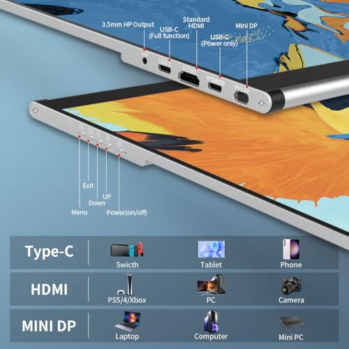 Portable Monitor Touchscreen 15.6 Inch External Display with MPP Stylus - size: 15.6 inches