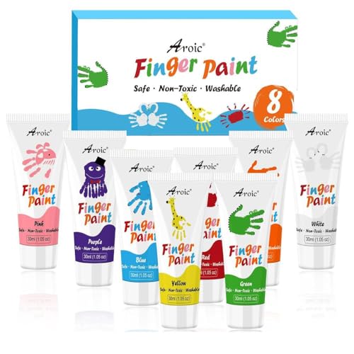 AROIC 8PCS Washable Finger Paint, Non-Toxic Finger Paints - color: 8 colors (1.05oz)