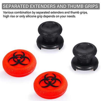 FPS Thumbstick Extender & 3D Texture Rubber Silicone Grip Cover 2 Sets for Xbox Series X/S & Xbox One Controller(BioH Red) - color: bio red