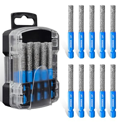Tile Drill Bits, 10pcs 1/4" Diamond Drill Bits for Ceramic Glass Porcelain Marble Granite, with Versatile Drilling and Milling - size: 10PCS - (1/4")