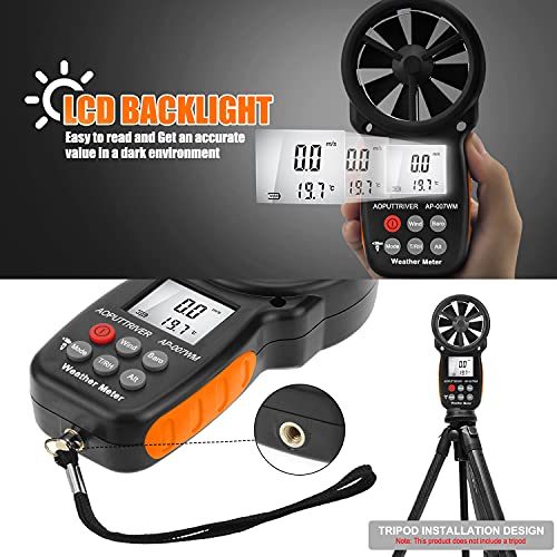 Anemometer,Digital Barometer Air Flow Wind Meter 16-Group Pressure Records - color: AP-007-WM Barometer