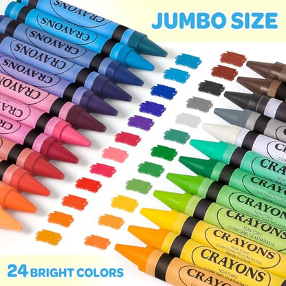 Crayons 24 Count, Jumbo Crayons for Toddlers Kids Coloring & Arts Supplies