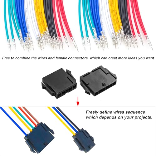 Compatible with Molex Wire-to-Board Connectors, Micro-Fit Connectors 3.0mm Pitch with 22AWG Pre-Crimped Wire, Micro-Fit Connectors 3.0mm Single Row 2P 3P 4P 5P 6P Housing (TC-MX-Single-3.0mm) - size: 3.0mm-Micro-Fit