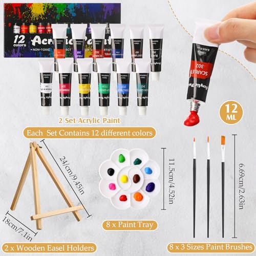 Cholemy 36 Pcs Paint and Sip Kit Gift for Adults 8''x10'',Mountain - style: Mountain