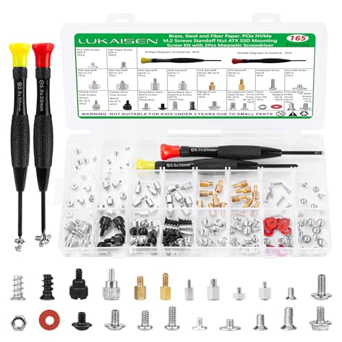 165Pcs M.2 NVMe SSD Screw Kit, Motherboard Standoffs PC Screw Set - color: 158 Pcs Silver PC Screw