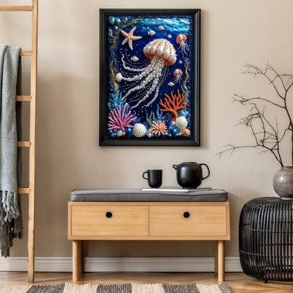 CHWGLFGG 5D Deep Sea Dream Jellyfish Diamond Art Kits for Adults Beginners - color: KM908-1