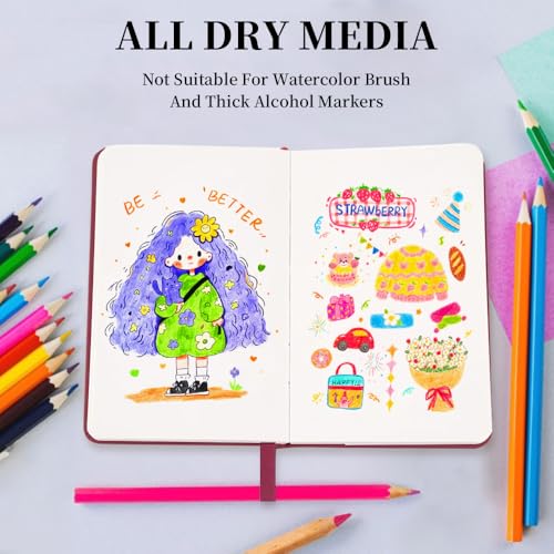 5.7x4.1in Hardcover Blank Sketchbook for Drawing 180gsm 96Pages,Wine Red - color: PU Cover-5.7x4.1in-Wine Red