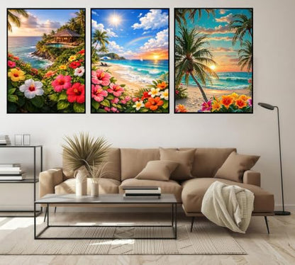 Ekuxom 3 Pack Diamond Art Kits for Adults-Beach Diamond Painting - color: 3 Pack-Beach