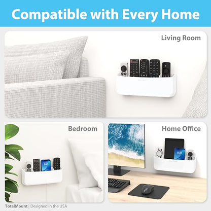 TotalMount Drop-Free Remote Holder – Removable Adhesive Strips – Pro White - color: For 5 or 6 Remotes – Premium White