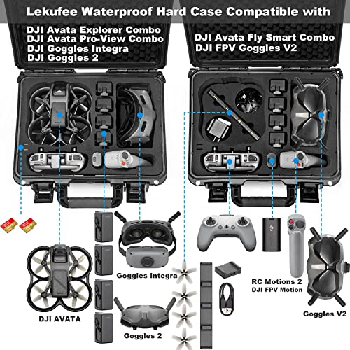 LEKUFEE Waterproof Case for DJI Avata - Explorer Combo/Pro/Fly Smart Combo & Accessories (Carry Case Only) - Not for DJI AVATA 2, Black