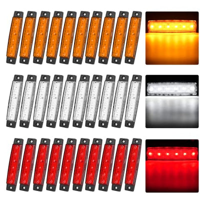 Nilight Side Marker Light 30PCS 3.8" Warning Lamps Kit - color: 3.8" Amber Red White 30Pcs