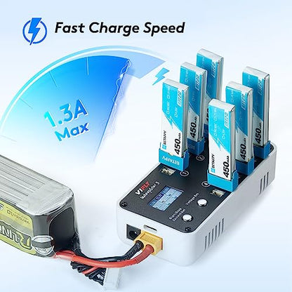 VIFLY WhoopStor V3 6-Port 1S LiPo Battery Storage Charger - color: Black