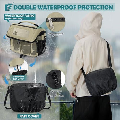 RAINSMORE Camera Bag, DSLR SLR Mirrorless Camera Case for Photographer - color: Khaki