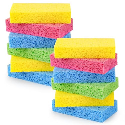 Temede 12-Count Cellulose Sponges, Heavy Duty Kitchen Sponges, Non-Scratch - size: 12 Count (Pack of 1)